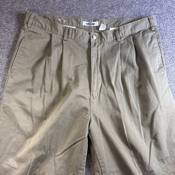 Vintage 1999 Old Navy Mens Pleated Chino Pants 40x32 Green Pocket 100% Cotton - Picture 6 of 9